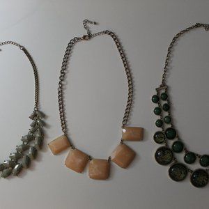 Set of 3 Costume Necklaces - Pink & Green